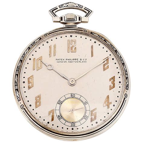 18k gold patek philippe case art deco|PATEK PHILIPPE. AN 18K WHITE GOLD OPEN FACE POCKET .